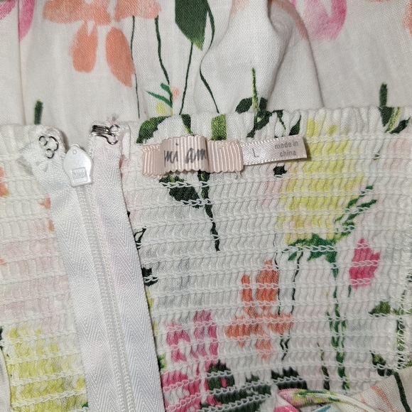 Mi Ami Floral Linen Blend Mini Dress Large Franscesca's Boutique Adjust Strap - Picture 9 of 13